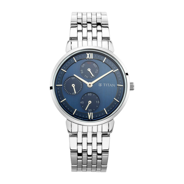 Workwear Watch with Silver Dial Metal Strap