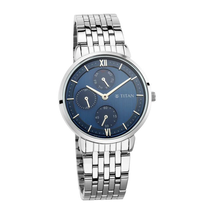 Workwear Watch with Silver Dial Metal Strap