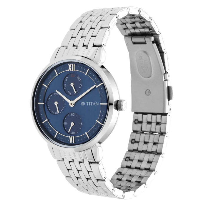 Workwear Watch with Silver Dial Metal Strap